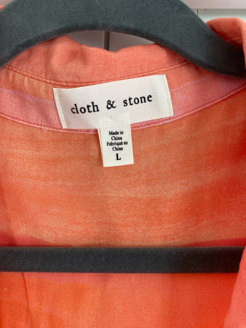 Cloth & Stone Orange Sunset Striped Button Down Blouse Size Large - Picture 4 of 7